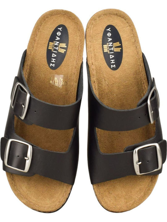 Damen Anatomische Flache Sandalen Schwarz