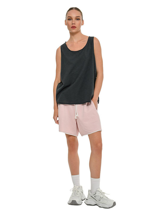 Damen Bluse Baumwolle Ärmellose Anthrazit