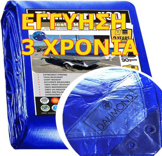 Boat Cover 3x4 12m² 90gr Gsm Dalimond Titan X90 Blue Rings Every 50 Cm