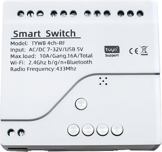 Smart Smart Switch Wi-Fi, Bluetooth & RF 10A με Τηλεχειριστήριο