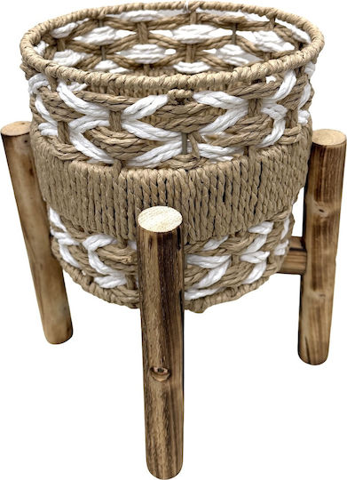 Marhome Plant Pots Rattan Brown with Stand 22x32cm Set of 3