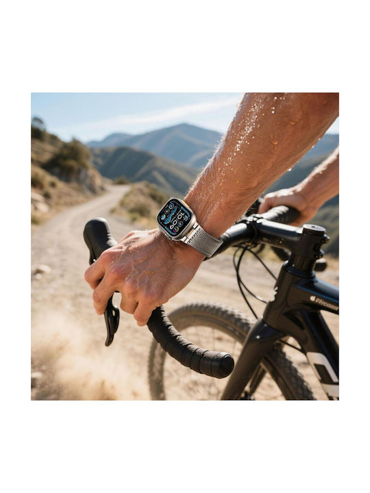 Tech-Protect Vanguard Tragbare Bänder Rostfreier Stahl Silber für Apple Watch 8 / 9 / 10 / 11 / SE / Ultra