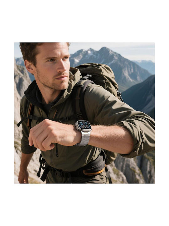 Tech-Protect Vanguard Tragbare Bänder Rostfreier Stahl Silber für Apple Watch 8 / 9 / 10 / 11 / SE / Ultra