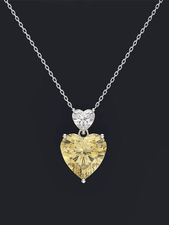 By Queen Necklace Heart S925 Double Heart Yellow White