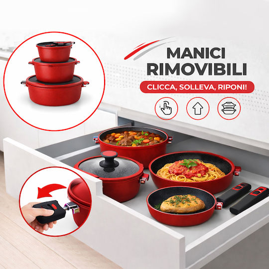 Bakaji Bakaji Cookware Set of 24 Pieces Made of Cast Aluminum with Non-stick Interior Coating