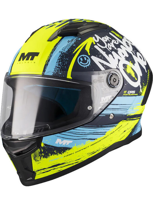 MT Stinger 2 Blue/Fluo Gloss Παιδικό Κράνος Μηχανής Full Face ECE 22.06 1400gr