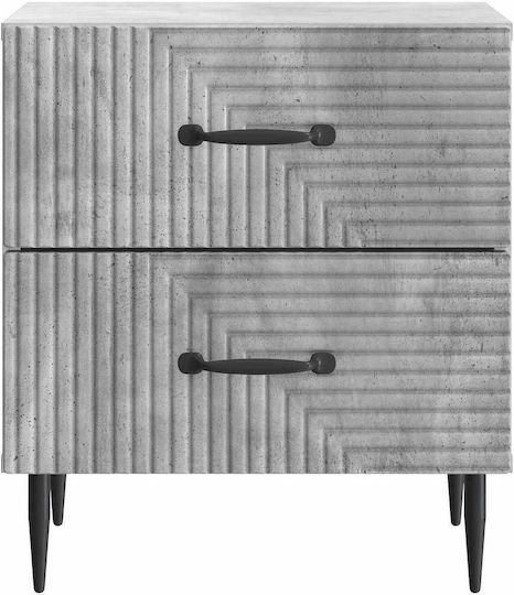 Нощно Шкафче Дървено с Метални Крака Сиво 43x34.5x47.5см
