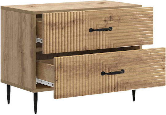 Nachttisch Holz mit Metallfüßen Braun 62x34.5x47.5cm