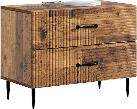 Wooden Bedside Table with Black Metal Legs 62x34.5x47.5cm