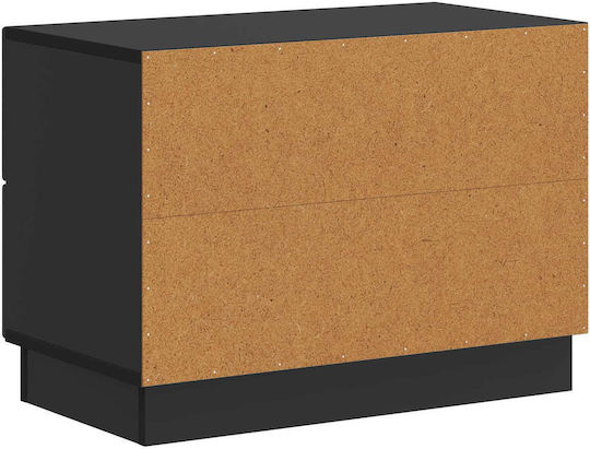 Нощно Шкафче Дървено Черно 62x34.5x44.5см