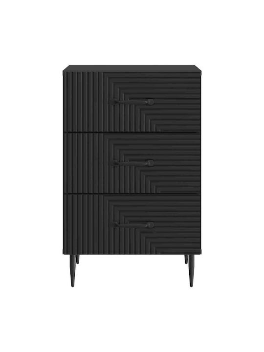 Κομοδίνο Ξύλινο Μαύρο 43x41x66.5cm