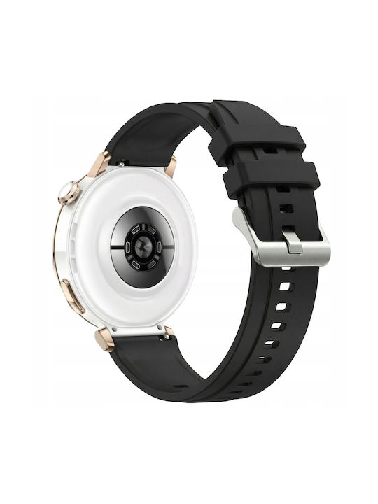 Silver Buckle Silicone Strap Black (Huawei Watch GT6 / GT5 / GT4 41mm 18 mm)