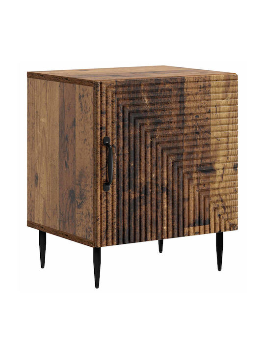 Wooden Bedside Tables With Metal Legs Brown 2 Pieces 43x34.5x50cm