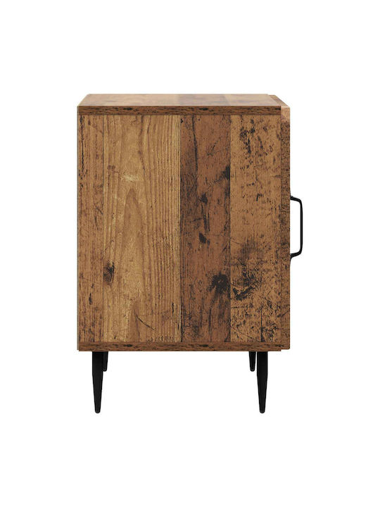 Wooden Bedside Tables With Metal Legs Brown 2 Pieces 43x34.5x50cm