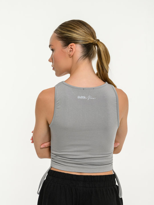 Women's Sports Crop Sleeveless Grey Top