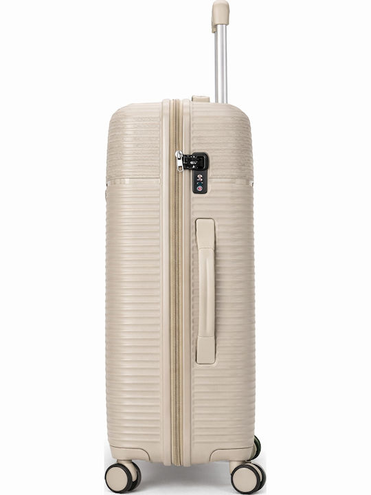 Provitera Hard Beige Travel Suitcases with 4 Wheels