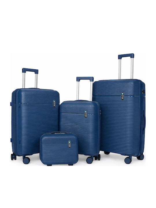 Provitera Hard Travel Suitcases Navy Blue with 4 Wheels Set of 4 Pieces