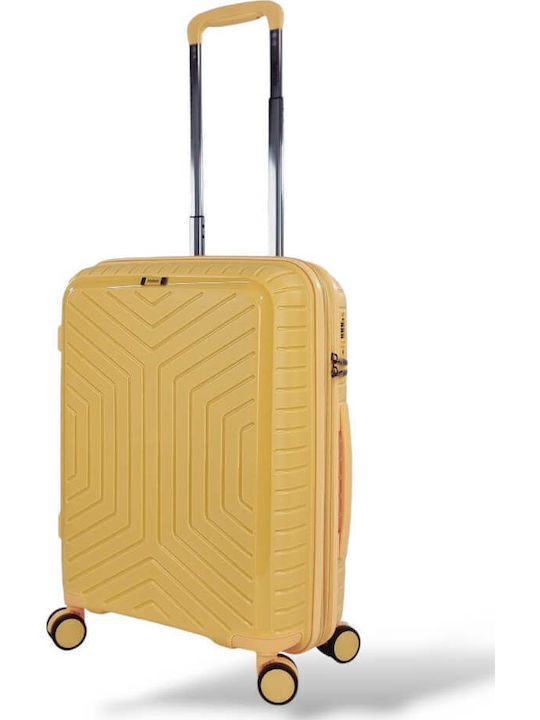 Stelxis Medium Hard Yellow Travel Suitcase with 4 Wheels Height 66cm