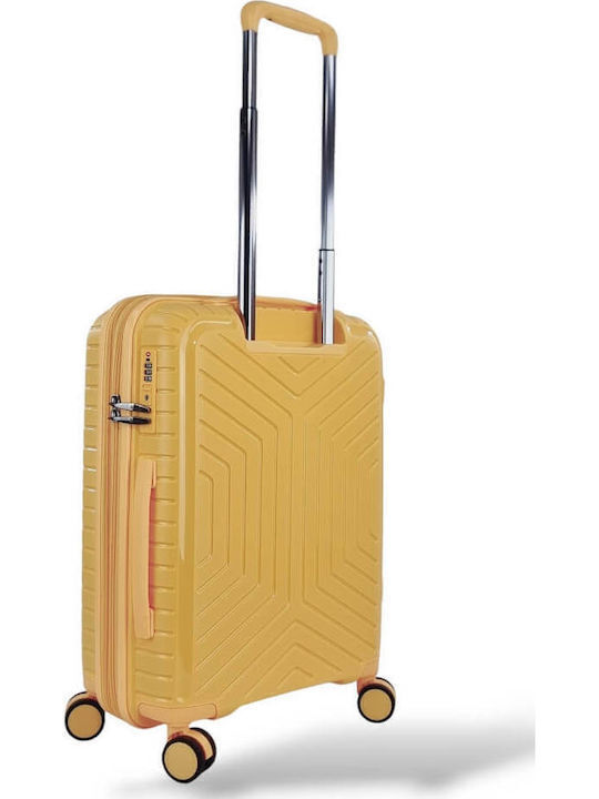 Stelxis Medium Hard Yellow Travel Suitcase with 4 Wheels Height 66cm