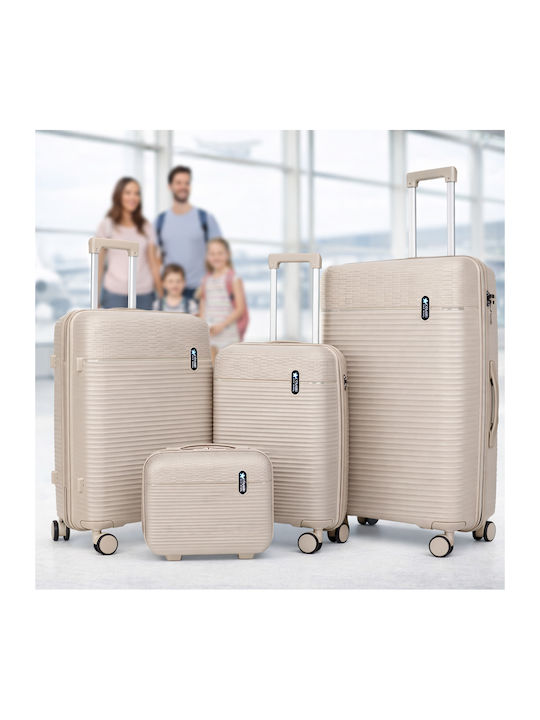 Provitera Hard Beige Travel Suitcases with 4 Wheels