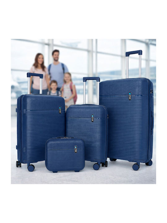 Provitera Hard Travel Suitcases Navy Blue with 4 Wheels Set of 4 Pieces