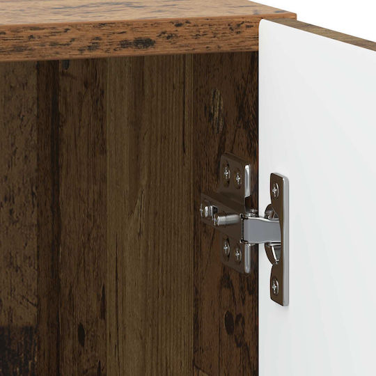 Wooden Bedside Table With Metal Legs Brown 43x34.5x50cm