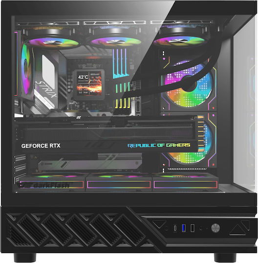 Darkflash DS950 Gaming Mini Tower Κουτί Υπολογιστή με Πλαϊνό Παράθυρο και ARGB Φωτισμό Μαύρο + 6 ανεμιστήρες