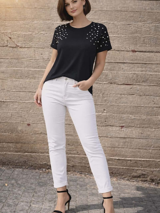 Women's Short Sleeve Black Blouse