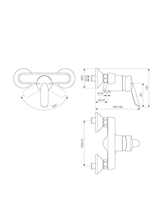 Ideal Standard Ceraplus Миксер Батерия За Душ Ideal Standard Ceraplus Миксер Батерия За Душ