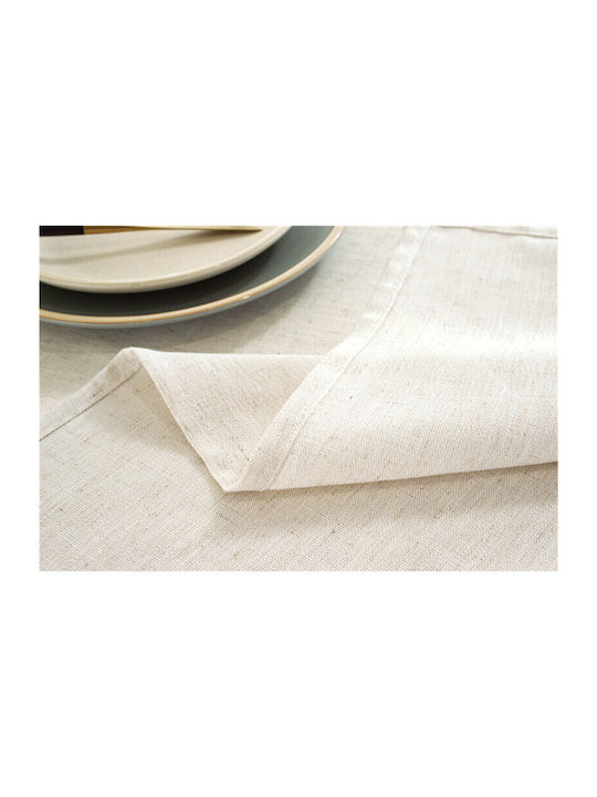 FRIPIA Leinen Tischdecke mit Silberner Stickerei 120x180cm
