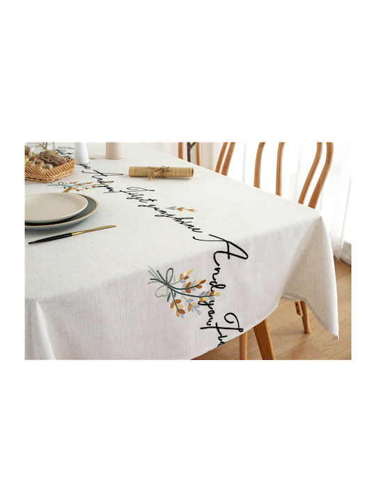 FRIPIA Față De Masă Din In Cu Broderie Argintie 135x220cm