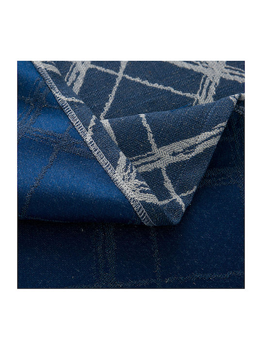 FRIPIA Leinen Tischdecke Blau 140x250cm