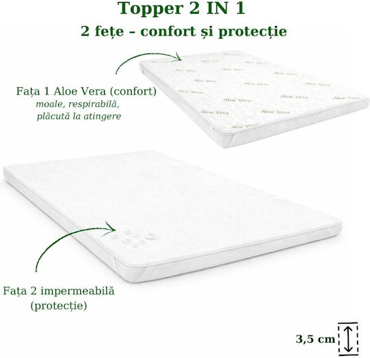 Pucioasa Topper Saltele Single Microfibra Îmbibată cu Aloe Vera și Husă Detasabilă 80x190cm