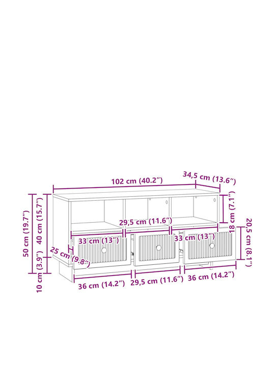 Έπιπλο Τηλεόρασης Γκρι Μ102xΠ34.5xΥ50cm
