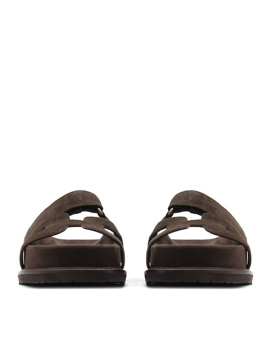 Komis & Komis Flache Damen Sandalen Flatforms Braune