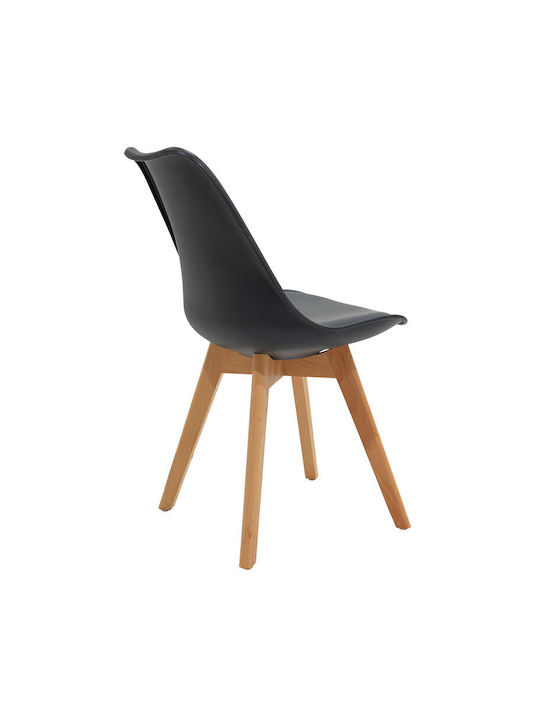 Gaston Dining Chair Made of Black-Natural Polypropylene 43x51x75cm