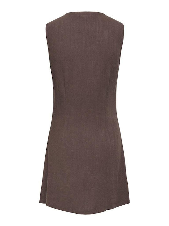 Summer Mini Shirt Dress Brown