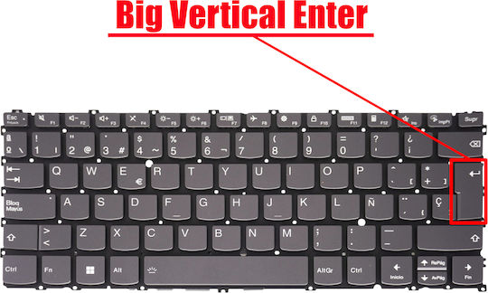 Испанска Клавиатура За Лаптоп Lenovo 13w Yoga 82s1 82s2 13w Yoga Gen 2 82yr 82ys 5m11f25813 5m11f25814 5m11f25815 5m11f25816 5m11f26449 Es Без Рамка С Подсветка Сива Код 41415esnofrbl