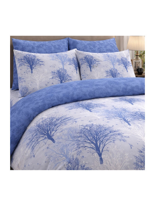 My Home Luxury King Size Bed Sheets Set with Rubber Hugger 180x200+30cm Light Blue (4 Pieces)