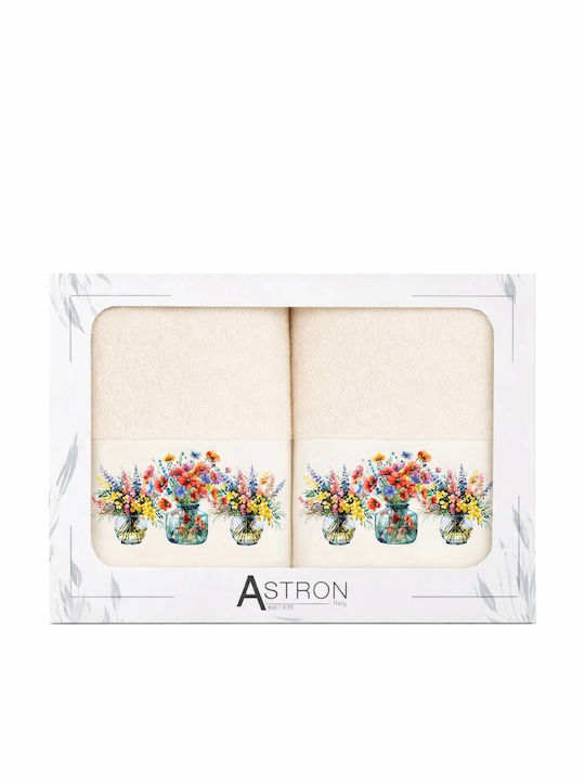 Astron Italy Face Towel Blossom Ecru 2 Pieces Weight 500gsm