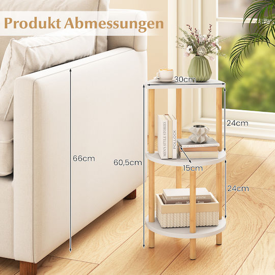 Round Side Table Made of Bamboo White 2 Pieces M60.5xL30xH30cm