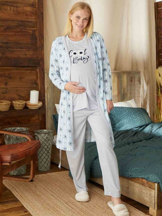 PijaMood Καλοκαιρινό Γυναικείο Σετ Πιτζάμας Γαλάζιο