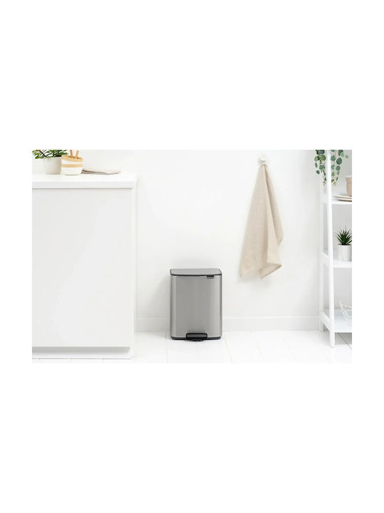 Brabantia Bo Pedal Waste Bin Made of Stainless Steel with Grey Pedal 12lt