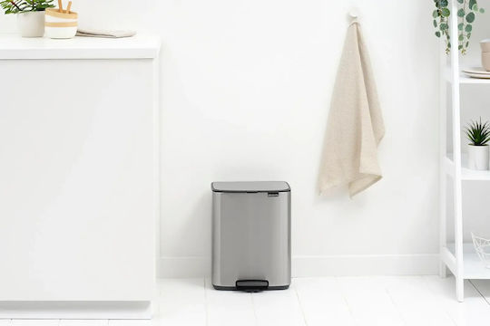 Brabantia Coș De Gunoi Bo Cu Pedală Din Oțel Inoxidabil Gri 12lt
