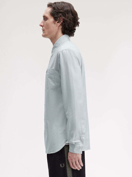 Long Sleeve Cotton Shirt In Regular Fit Striped White
