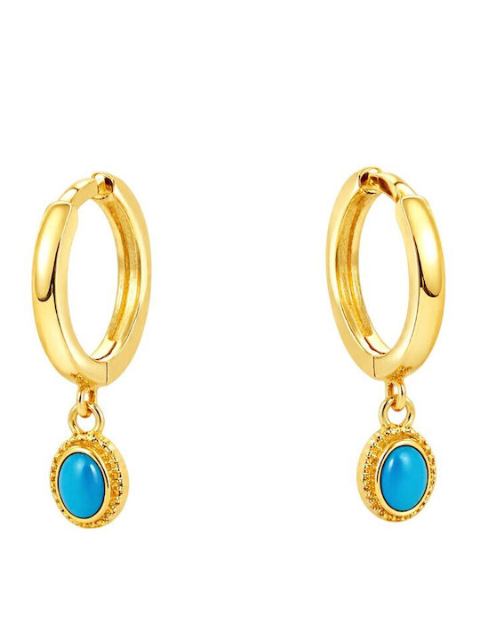 Xryseio Silver Gold Plated Hoop Earrings with Turquoise Stones