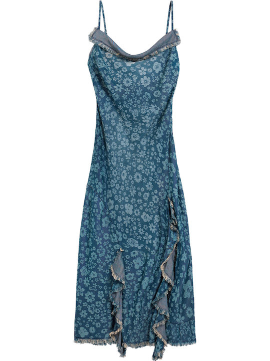 Rochie De Vară Pentru Femei Midi Din Denim Multi