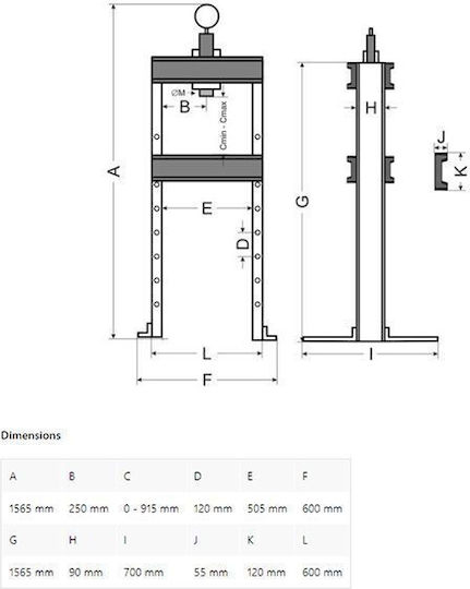 Geko Hydraulische Werkstattpresse mit Maximalem Druck bis 20 Tonnen