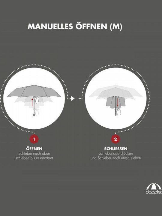 Doppler Zero 99 21cm Umbrelă de ploaie Compact Neagră
