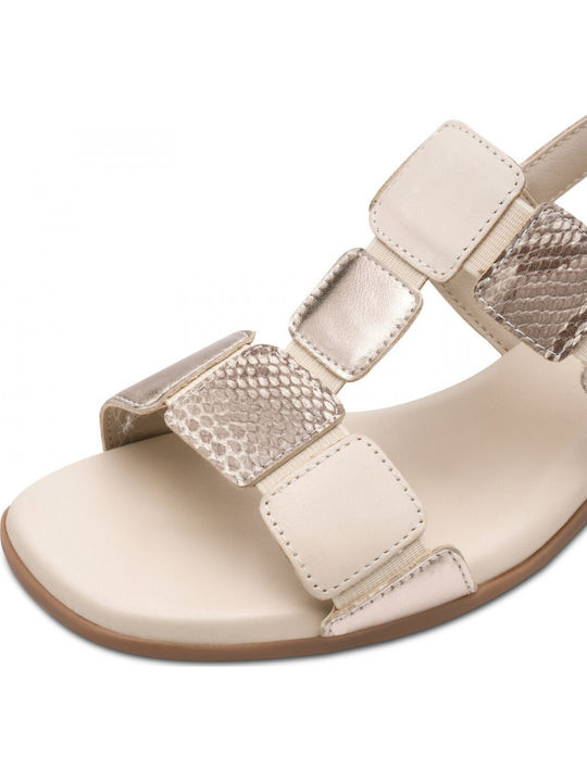 Damen Sandalen Aus Leder Beige